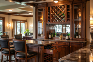 Custom wine rack and bar cabinet